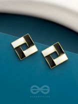 The Monochrome Maze- Black n White Enamelled Earrings