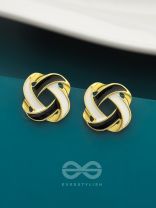 The Greyscale Galaxy- Black n White Enamelled Golden Earrings