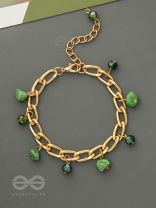 The Lush Lane- Green Stones Studded Golden Bracelet
