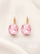 The Ice Cube- Crystal Golden Earrings (Lavender)