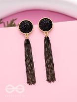 The Ebony Fall- Black and Golden Earrings