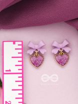 HEART-SHAPED CANDY BOX- LAVENDER AND GOLDEN EARRINGS