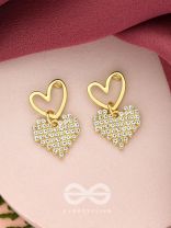 HEART-EYES- CLASSY GOLDEN RHINESTONES EARRINGS