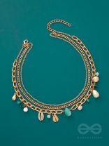 Beach'In- Multicolored Stones Studded Golden Neckpiece With Anti-Tarnish Coating 