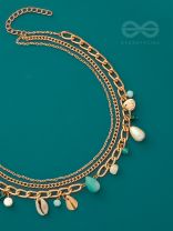 Beach'In- Multicolored Stones Studded Golden Neckpiece With Anti-Tarnish Coating 