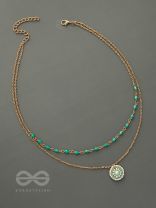 The Moonlit Sea- Beads Studded Embroidered Layered Golden Necklace With Anti-Tarnish Coating 