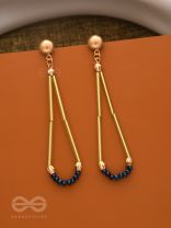 The Flaming Raindrop- Golden and Cobalt Blue Earrings