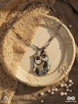 Shakuneya - The Owl King -  Sequins And Cutdana Hand Embroidered Necklace (Ebony Black And Golden)