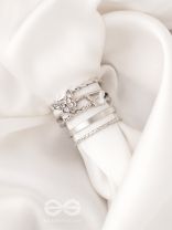 Moons n Butterfly- Set of 4 Silver Rings