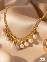 Glowing Lanterns- Golden Pearls Necklace With Anti-Tarnish Coating 