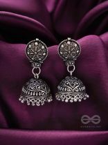The Silver Sun- Oxidised Jhumka Earrings