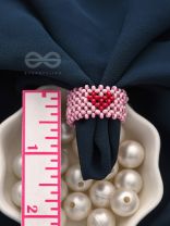 The Crimson Heart- Stretchable Lavender Beaded Ring