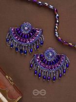Amaati- The Blue Moon- Stones and Sequins Embroidered Earrings