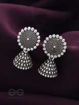 The Silver Sunrays - Oxidised Jhumka Earrings