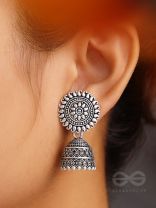 The Sheeny Sun- Oxidised Jhumka Earrings