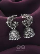 The Sterling Shell- Oxidised Jhumka Earrings