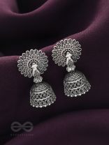 The Peacock's Paradise- Oxidised Jhumka Earrings