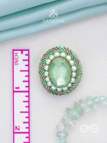 Hariparna - The Green Gem - Beads And Stones Hand Embroidered Earrings