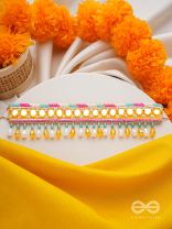 Suvarna - The Golden Stunner - Mirror, Lace And Beads Hand Embroidered Choker Neckpiece