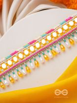 Suvarna - The Golden Stunner - Mirror, Lace And Beads Hand Embroidered Choker Neckpiece
