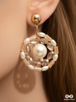 Run Rings Round- Golden Embellished Earrings