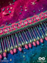 Srava- The Rose Cascade- Glass Beads & Mirror Lace Embroidered Choker Necklace