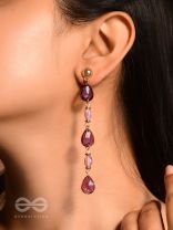 The Plum Passion- Golden Embellished Dangler Earrings