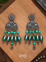 The Emerald Eden- Oxidised Embellished Earrings