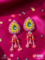 Samvarta - The Rain Cloud - Stone, Beads And Sequins Hand Embroidered Earrings