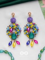 Atyahita - Daring Maverick - Stone, Beads And Glass Drops Hand Embroidered Earrings (Multicolor)