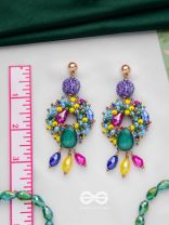 Atyahita - Daring Maverick - Stone, Beads And Glass Drops Hand Embroidered Earrings (Multicolor)