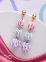COTTON CANDY CHARMS -  CUTE BEADED EARRINGS (PURPLE, BLUE & PINK)