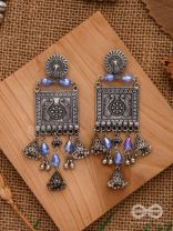 CRYSTALLIZED IN INDIGO - EMBELLISHED OXIDISED EARRINGS