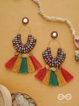 Kalatmaka - The Artistic Aura - Resham, Beads And Coins Hand Embroidered Earrings
