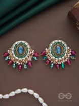 Ritashri - The True Beauty - Stone, Beads And Glass Drops Hand Embroidered Earrings
