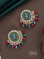Ritashri - The True Beauty - Stone, Beads And Glass Drops Hand Embroidered Earrings