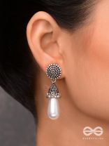 THE SWAYING PEARLS - OXIDISED JHUMKA EARRINGS