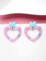 FALLIN' IN LOVE - PINK AND BLUE ACRYLIC EARRINGS