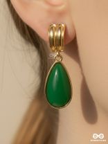 THE LIME LIGHT - GOLDEN AND GREEN DROP EARRINGS