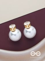 A MYSTIC PEARL - GOLDEN EMBELLISHED EARRINGS (WHITE)