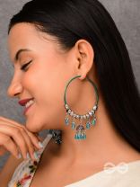 The Aqua Orbits - Silver Hoop Earrings