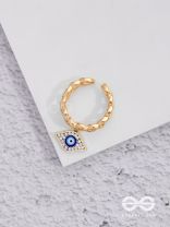 Cosmic Watcher - Golden Embellished Charm Ring (Adjustable)