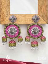 Arakta - Botanical Bliss - Beads Hand Embroidered Oxidised Earrings