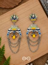 The Peacock Pride - Enamelled Oxidised Earrings