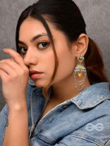 The Peacock Pride - Enamelled Oxidised Earrings