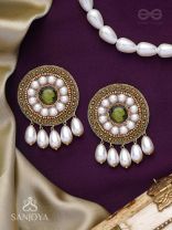 Harisaya - The Glowing Mirage - Beads And Stone Hand Embroidered Earrings