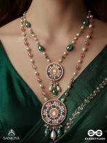 Madana - Season Of Spring - Beads, Glass Drops, Polki And Kundan Finished Hand Embroidered Neckpiece