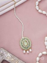 Aranyani - The Meadow Dreams - Stone, Beads And Pearls Hand Embroidered Maangtika