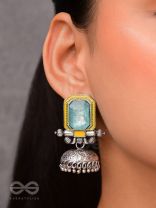 The Sunny Breeze - Embellished And Enamelled Oxidised Jhumka Earrings