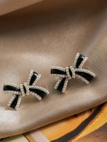 Knotty  And Nice - Golden Embellished Studs (Black)